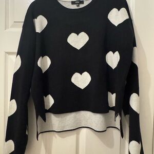 Lulu's Black and White Heart Sweater